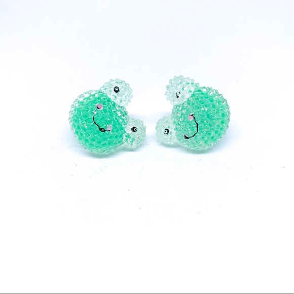 NWT Green Frog S915 Silver Post Earring - Picture 2 of 5